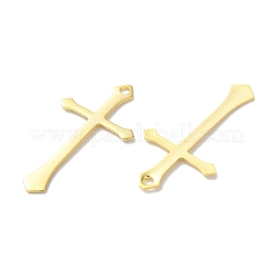 真鍮チャーム  カドミウムフリー＆鉛フリー  クロスチャーム  24KGP本金メッキ  24x13x0.5mm  穴：1.4mm&nbsp;LS-KK-F880-05G-05