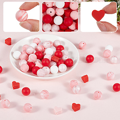 150Pcs 6 Styles Round & Heart Silicone Beads&nbsp;SIL-PA0001-37