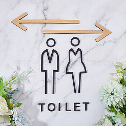 Wood Women Men & Arrows TOILET Sign Stickers&nbsp;DIY-FH0007-06