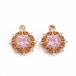 Rack Plating Brass Micro Pave Clear Cubic Zirconia Pendants&nbsp;X-KK-T060-61-RS
