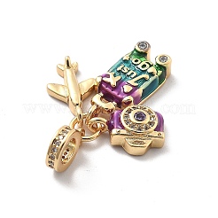 Rack Plating Brass Clear Cubic Zirconia European Dangle Charms&nbsp;X-KK-Q017-36G