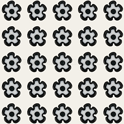 4連売りの手作りミルフィオリガラスビーズ連売り  花  ブラック  6.4~9x3.2mm  穴：1mm  約56個/連  15.75''（40センチメートル）&nbsp;LAMP-PA0001-20