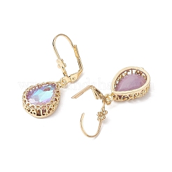 Glass Leverback Earring&nbsp;EJEW-C077-12KCG