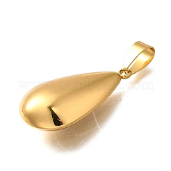 304ステンレスペンダント  ティアドロップチャーム  ゴールドカラー  34x19x10mm  穴：5x10mm&nbsp;STAS-H200-12G-02