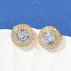 Brass Micro Pave Clear Cubic Zirconia Clip-on Earrings&nbsp;EJEW-H154-11B-G
