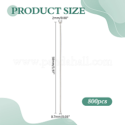 304ステンレススチールフラットヘッドピン800個  ステンレス鋼色  50x0.7mm  21ゲージ  ヘッド：2mm&nbsp;STAS-ME0002-72