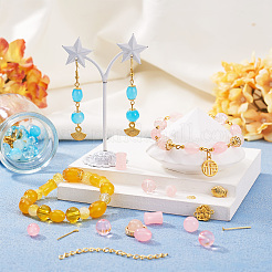 3セット3スタイルDIYランプワークビーズ＆合金ペンダント＆リンク＆ビーズキャップジュエリーファインディングキット  ミックスカラー  9~46x3.5~6.5x1~3.5mm  穴：1.1~1.9mm  1セット/スタイル&nbsp;DIY-TA0011-60