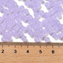 模造翡翠ガラスシードビーズ  ラウンド  ライラック  4.5x4mm  穴：1mm  約4500個/ポンド&nbsp;SEED-C001-02C-02