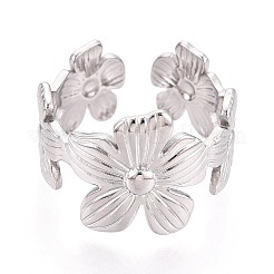 Adjustable 304 Stainless Steel Cuff Rings for Women&nbsp;RJEW-N052-05P
