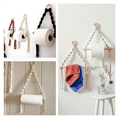 3Pcs 3 Styles Handmade Cotton with Polyester Rope Woven and Wooden Toilet Paper Holder&nbsp;HJEW-CF0001-10