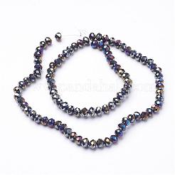 電気メッキガラスビーズセット  多面カット  ロンデル  ミックスカラー  6x4mm  穴：1mm  約85~88個/連  16.1~16.5インチ（41~42cm）&nbsp;EGLA-D020-6x4mm-37