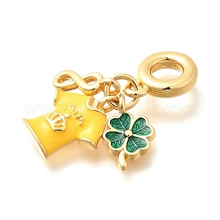 Brass Enamel Sport European Dangle Charms&nbsp;KK-U048-03G-01