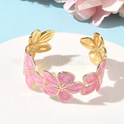 304 Stainless Steel Enamel Cuff Bangles for Women&nbsp;BJEW-B159-01G