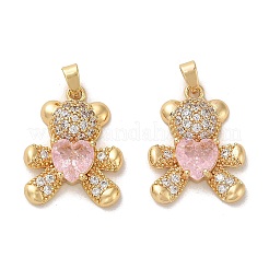 Brass Micro Pave Cubic Zirconia Pendants&nbsp;KK-C037-13G