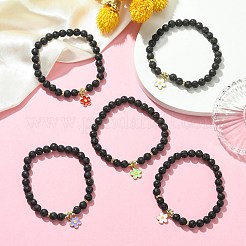 Natural Lava Rock Beaded Stretch Bracelets&nbsp;BJEW-JB09609