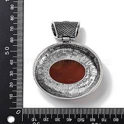 天然赤瑪瑙のペンダント  アンティークシルバートーンの合金金具とエナメル  オーバル  54x59.5x15mm  穴：13x11mm&nbsp;FIND-A041-03AS-02
