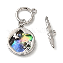 Brass Toggle Clasps with Paua Shell&nbsp;KK-N254-72P