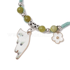 Natural Green Jade Beads Braided Bead Bracelets&nbsp;BJEW-TA00621-04