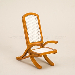 木製の籐の椅子のミニチュア装飾品  マイクロランドスケープドールハウスアクセサリー  小道具の装飾のふりをする  ペルー  40x70x80mm&nbsp;PW-WGF3AFE-01