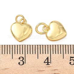真鍮チャーム  カドミウムフリー＆鉛フリー  ハート  丸カン付き  18KGP本金メッキ  10x8.5x3mm&nbsp;KK-H076-21G