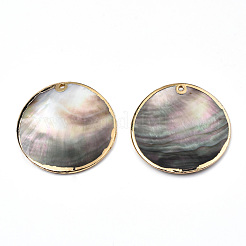 Natural Black Lip Shell Pendants&nbsp;SSHEL-N034-127B-01LG