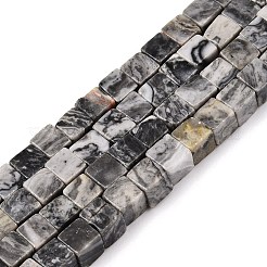 天然な地図の石のビードの繊維  キューブ  6~7x6~6.5x6~6.5mm  穴：1mm  約60~61個/連  15~15.366''（38.1~39センチメートル）&nbsp;G-T139-6x6-20A