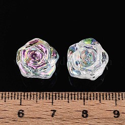 電気メッキガラスビーズ  花  ABカラーメッキ  透明  13.5x13x9mm  穴：1.2~1.4mm  約675個/1000g&nbsp;EGLA-T021-19
