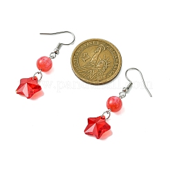 Star Resin and Glass Dangle Earrings&nbsp;EJEW-JE06041