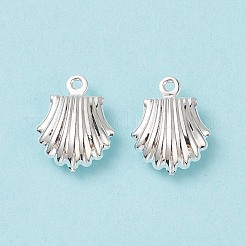 304ステンレススチールチャーム  中空ホタテ形  銀  14x11x4.5mm  穴：1mm&nbsp;STAS-H413-12S