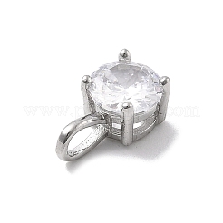 キュービックジルコニアチャーム付きスターリングシルバー925個  ラウンド  925銀メッキ  10.5x6x4.5mm  穴：3.5x2mm&nbsp;STER-Q004-04P