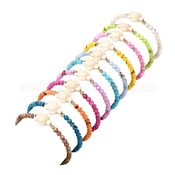 11Pcs Natural Persian Jade Round Beaded & Dyed Synthetic Turquoise Beaded Stretch Bracelets&nbsp;BJEW-JB12005