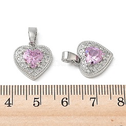 Valentine's Day Brass Micro Pave Pearl Pink Cubic Zirconia Charms&nbsp;KK-A299-14P