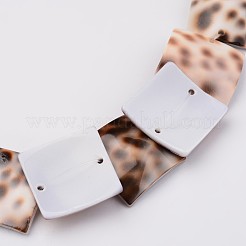 天然石シェルビーズ連売り  正方形  サドルブラウン  20x20x3~4mm  穴：1mm  約20個/連  14.4インチ&nbsp;BSHE-P021-22-20mm