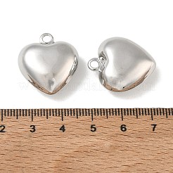 真鍮チャーム  ハートチャーム  プラチナ  23x20.5x9.5mm  穴：3mm&nbsp;KK-CBAD851-03P-03