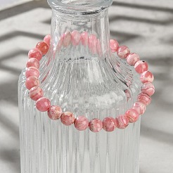 Natural Argentina Rhodochrosite Beaded Stretch Bracelets&nbsp;BJEW-L700-01A