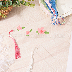 透明な空白のアクリルブックマークキット20個  ポリエステルタッセル20個付き大きなペンダント装飾  混合図形  120~150x32~50x1mm  穴：9.5~10.5x4~5mm&nbsp;DIY-CP0012-45