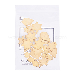 304ステンレススチールチャーム  花＆星＆葉＆ひし形  ゴールドカラー  7x7x1.2mm  穴：1mm  13x14x1mm  穴：1mm  9x8x0.8mm  穴：1mm  18x14x0.7mm  穴：1.5mm  18.5x12x1mm  穴：1mm  13.5x8.5x1mm  穴：1mm&nbsp;STAS-X0017-08G