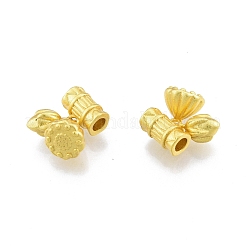 蓮のさやとつぼみのラックメッキ真鍮ペンダント  ニッケルフリー  マットゴールドカラー  14mm  穴：2.5mm&nbsp;KK-G437-01MG