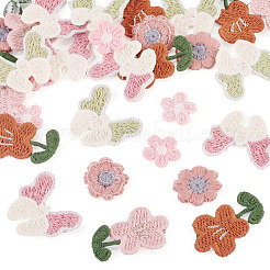 30個 6スタイルの花のコンピューター刺繍布アイロンパッチ  パッチにこだわる  マスクと衣装のアクセサリー  アップリケ  ミックスカラー  15~33x15~30x1.5~2mm  5個/スタイル&nbsp;PATC-TA0001-36A