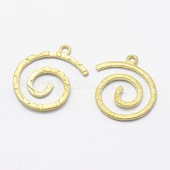 真鍮チャーム  鉛フリー＆カドミウムフリー＆ニッケルフリー  スパイラル  生（メッキなし）  23x19x1.5mm  穴：1mm&nbsp;KK-F721-036C-RS