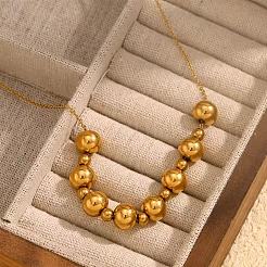 Stainless Steel Round Beaded Necklaces for Women&nbsp;UA9365-1