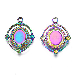 Rack Plating Rainbow Color 304 Stainless Pendants Enamel Settings&nbsp;STAS-S119-115