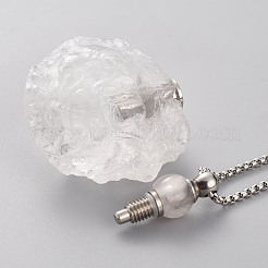Natural Quartz Crystal Openable Perfume Bottle Pendant Necklaces&nbsp;NJEW-H216-04P