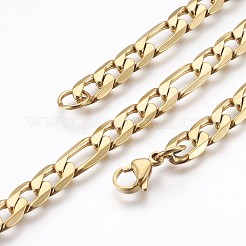 Ion Plating(IP) 304 Stainless Steel Figaro Chain Bracelets&nbsp;BJEW-P236-18G