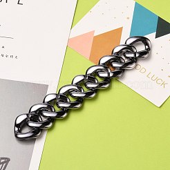 手作りのUVメッキアクリルカーブチェーン  ツイストチェーン  ガンメタ色  リンク：31x29x6mm  約39.37インチ（1m）/連&nbsp;AJEW-JB00774-01