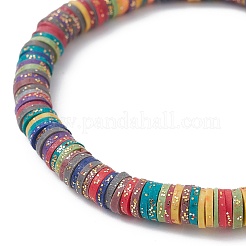 Polymer Clay Disc Heishi Surfer Stretch Bracelets&nbsp;BJEW-JB09834-01