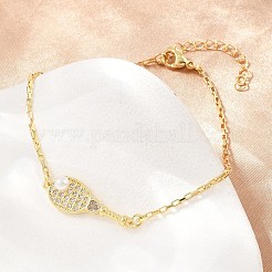 Brass Micro Pave Clear Cubic Zirconia Link Bracelets for Women&nbsp;KK-CBA68DA-01