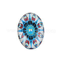 Mosaic Printed Glass Oval Cabochons&nbsp;X-GGLA-N003-13x18-G