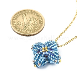 スターグラスシードペンダントネックレス  女性用ゴールデン 304 ステンレススチール ジュエリー  スチールブルー  17.56インチ（44.6cm）&nbsp;NJEW-MZ00082-02