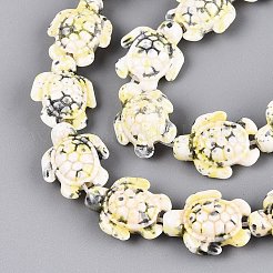 合成ターコイズ染色ビーズ連売り  燃料噴射効果  ウミガメ  銀  17~18x14~14.5x7mm  穴：1.6mm  約22~23個/連  14.96''~15.35''（38~39センチメートル）&nbsp;G-P507-05E